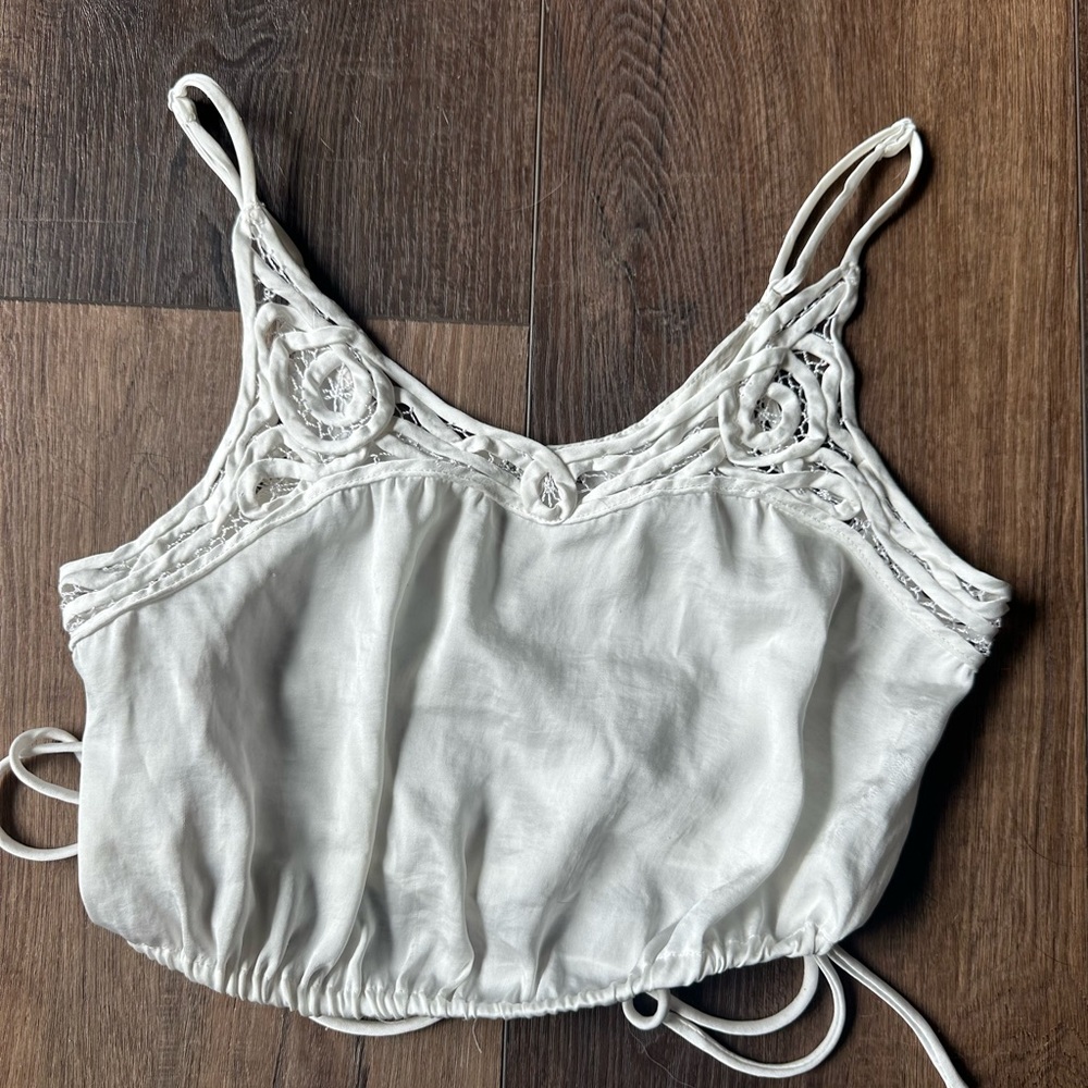 Free People White Embellished Crop Camisole - Picture 2 of 4